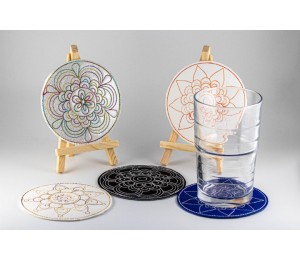 Stickserie ITH - Untersetzer Flower Circles